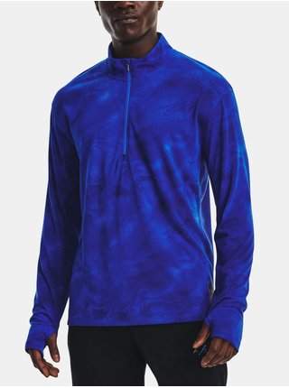 Modré pánské vzorované sportovní tričko s dlouhým rukávem Under Armour
