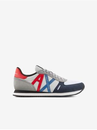 Modro-bílé pánské tenisky s detaily v semišové úpravě Armani Exchange