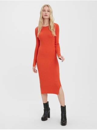 Oranžové svetrové midišaty VERO MODA Glory