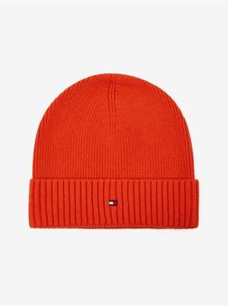 Oranžová pánská žebrovaná zimní čepice Tommy Hilfiger