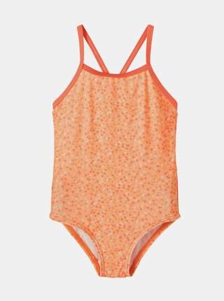 Oranžové holčičí vzorované jednodílné plavky name it Felisia SLEVA