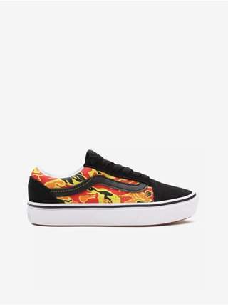 Oranžovo-černé dětské vzorované semišové tenisky VANS Flame Camo