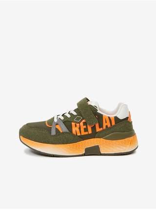 Oranžovo-zelené dětské tenisky s detaily v semišové úpravě Replay dětská obuv