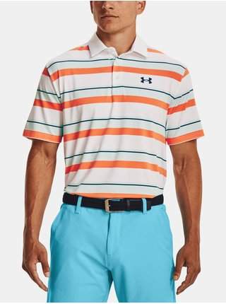 Oranžovo-bílé pánské pruhované polo tričko Under Armour UA Playoff Polo 2.0