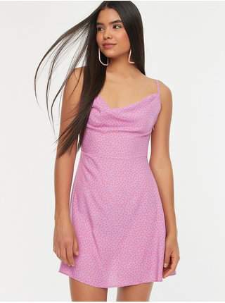 Růžové letní vzorované šaty Trendyol