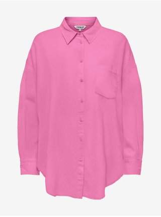 Růžová dámská lněná košile ONLY Corina AKCE