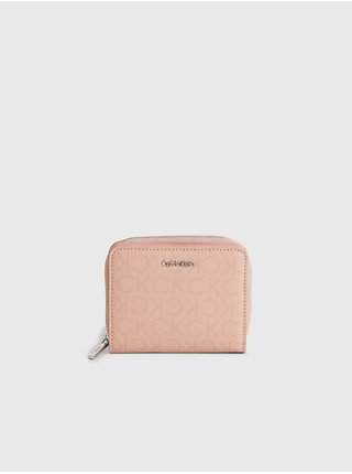 Růžová dámská vzorovaná peněženka Calvin Klein