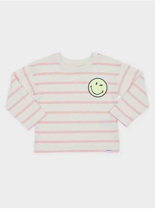 Růžovo-bílé holčičí pruhované tričko GAP & Smiley® levně