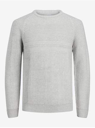 Světle šedý pánský svetr Jack & Jones Power LEVNĚ