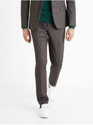 Šedé pánské oblekové slim fit kalhoty Celio Comaglia