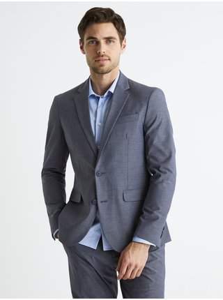 Šedomodré pánské oblekové slim fit sako Celio Buchambray
