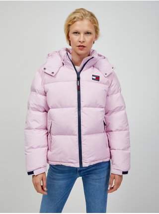 Světle růžová dámská prošívaná bunda Tommy Jeans outdoorové bundy