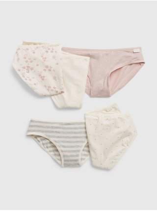 Sada pěti holčičích kalhotek v krémové, růžové a šedé barvě GAP