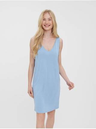 Světle modré basic šaty s véčkovým výstřihem VERO MODA Filli