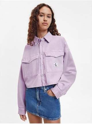 Světle fialová dámská oversize džínová svrchní košile Calvin Klein Jeans levně