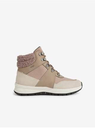 Světle růžové dámské kotníkové boty se semišovými detaily Geox Braies
