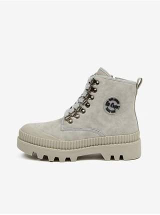 Světle šedé dámské zateplené kotníkové boty v semišové úpravě Lee Cooper