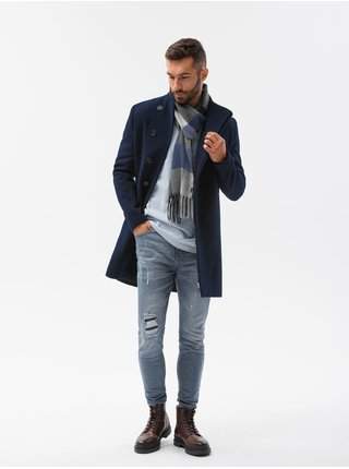 Tmavě modrý pánský kabát Ombre Clothing C501