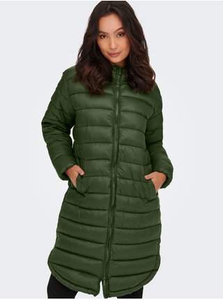 Tmavě zelený prošívaný kabát ONLY Melody VÝPRODEJ