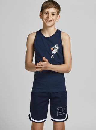 Tmavě modré klučičí tílko s potiskem Jack & Jones Legends