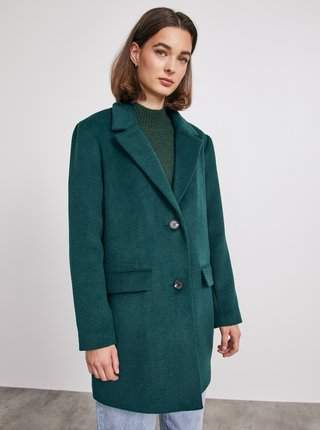 Tmavě zelený dámský vlněný zimní kabát METROOPOLIS by ZOOT.lab Toini