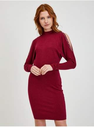 Vínové dámské svetrové šaty s průstřihy ORSAY