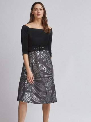 Vzorované šaty v černo-stříbrné barvě Dorothy Perkins výprodej