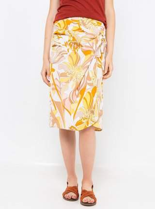 Žluto-krémová vzorovaná sukně CAMAIEU