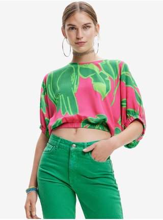 Zeleno-růžový dámský top Desigual Garret