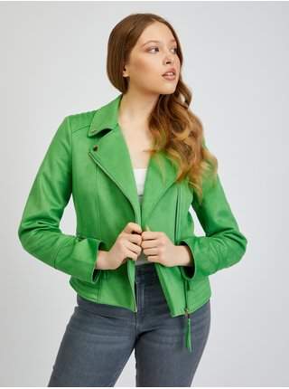 Zelená dámská koženková bunda v semišové úpravě ORSAY VÝPRODEJ