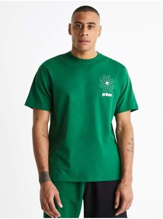Zelené pánské tričko s krátkým rukávem Celio Prince výprodej