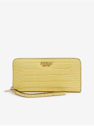 Žlutá dámská peněženka s krokodýlím vzorem Guess Laurel Large