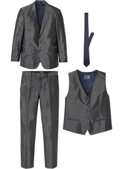 Oblek s komfortní pasovkou (4dílná souprava): sako, kalhoty, vesta, kravata