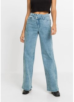 Široké džíny s šikmou pasovkou, organická bavlna