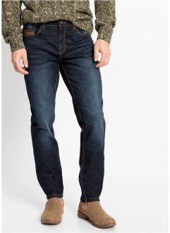 Strečové džíny s detaily z umělé kůže Slim Fit Straight