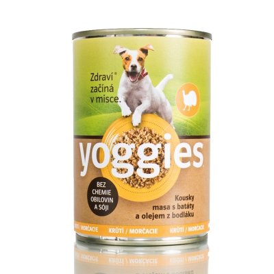 TOP 4. - Yoggies krůtí konzerva pro psy s batáty a bodlákovým olejem 400 g