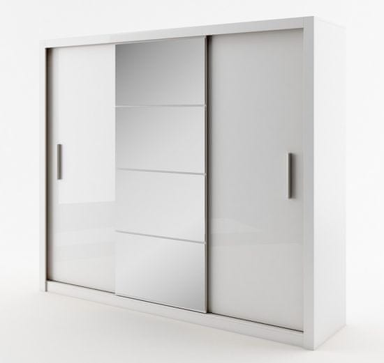 ATAN Šatní skříň IDEA 01 bílá zrcadlo 250 cm