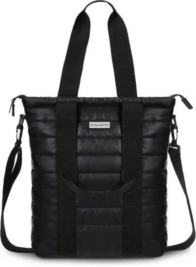 ZAGATTO Dámská černá prošívaná taška přes rameno, módní taška pro každodenní nošení, vhodná pro formát A4, dvě délky popruhů, vnitřní kapsa na zip na drobnosti, zapínání na pevný zip, 40x36x10 / ZG739