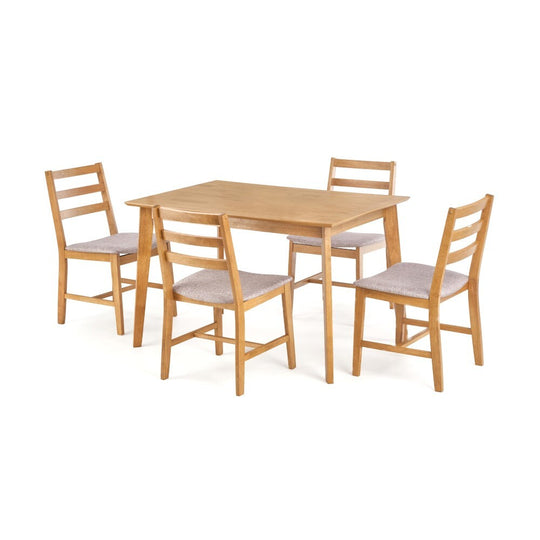 Jídelní set Korden - 4x židle, 1x stůl (dub, šedá)