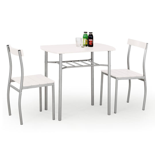 Jídelní set Marslo - 2x židle, 1x stůl (bílá) AKCE