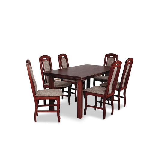 Jídelní set Gajan - Stůl 160x90,6x židle (ořech střední/lawa 2)