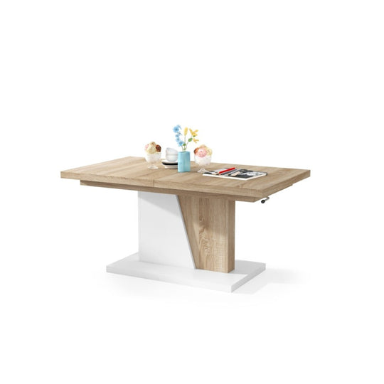Konferenční stolek rozkládací Flox 120-180x60x70 cm (dub, bílá)