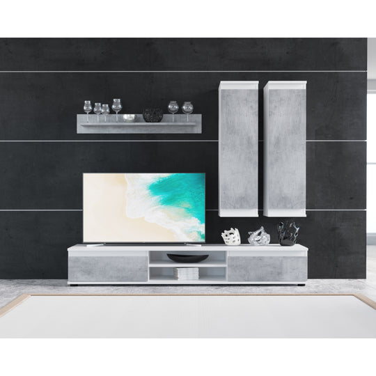 Obývací stěna Nala (šedá, bílá, 175 cm) nejlevnější