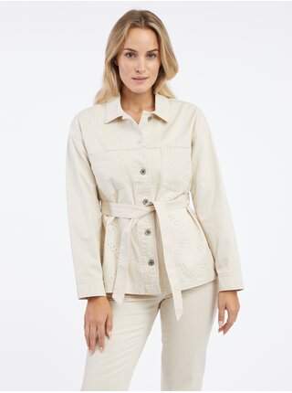 Béžová dámská vzorovaná džínová bunda ORSAY výprodej