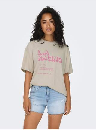 Béžové dámské oversize tričko ONLY Lina výprodej
