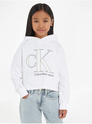 Bílá holčičí crop top mikina Calvin Klein Jeans výprodej