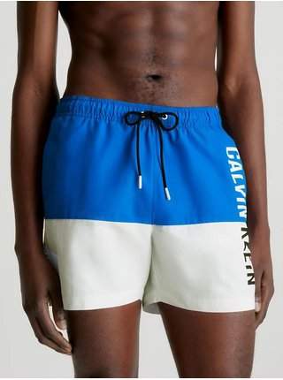 Bílo-modré pánské plavky Calvin Klein Underwear nejlevnější