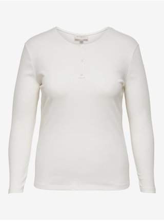 Bílé basic tričko s dlouhým rukávem ONLY CARMAKOMA Adda