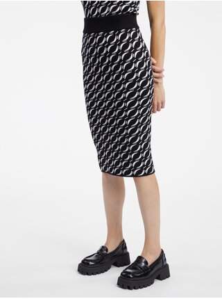 Bílo-černá dámská vzorovaný svetrová sukně ORSAY