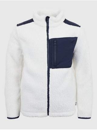 Bílo-modrá klučičí bunda z umělého kožíšku na zip GAP sherpa VÝPRODEJ